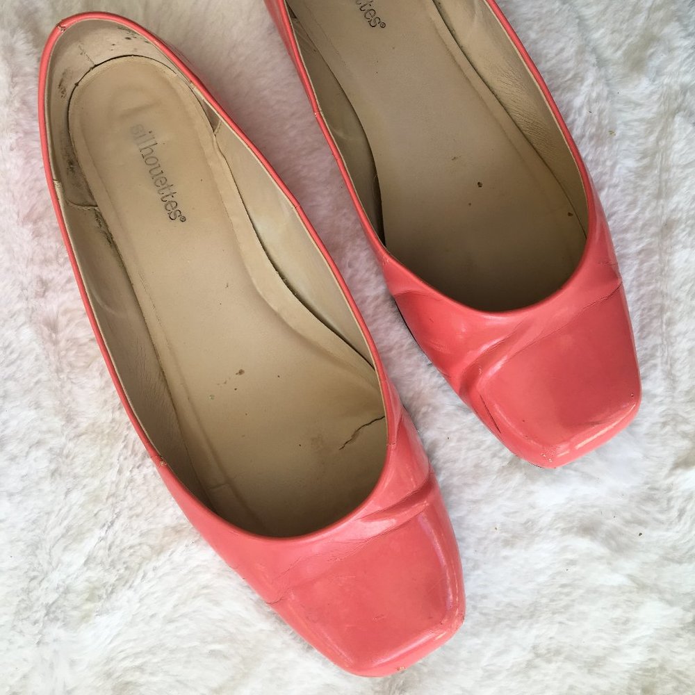 Coral Coloured Skimmer Flats in Size 12W